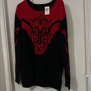 Red and Black Graphic Sweater